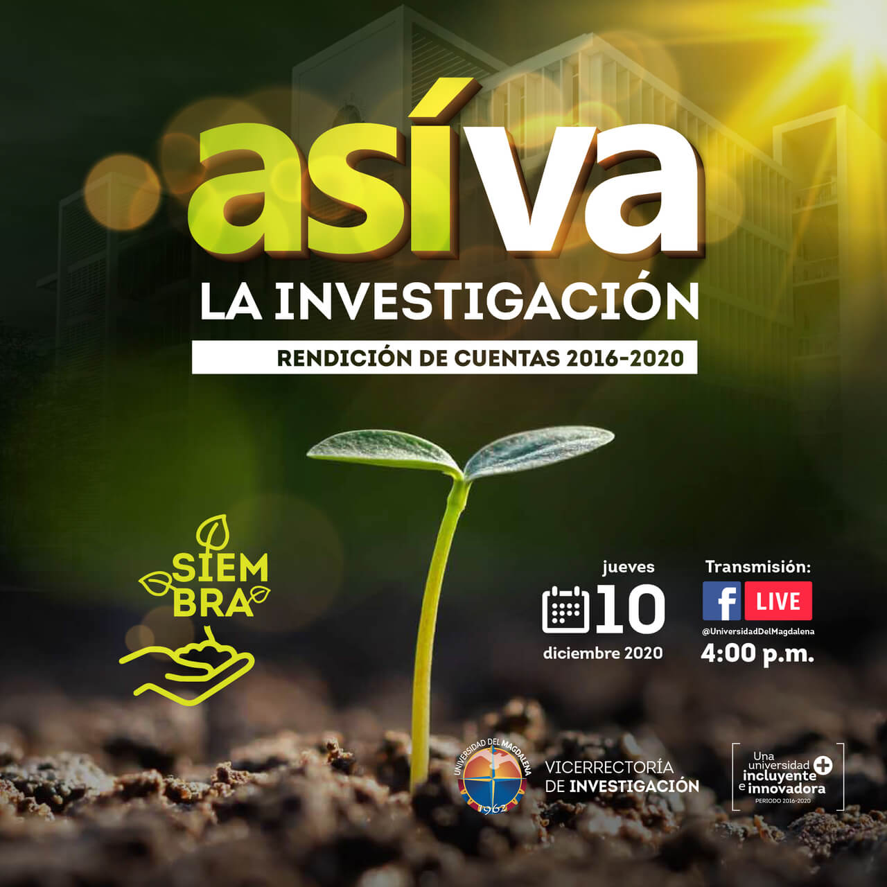 Anuncio de rendición de cuentas de vicerrectoría de investigación 2020